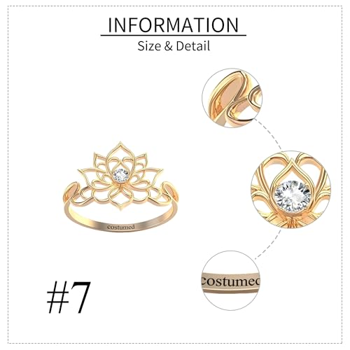 GEHN 10K/14K Real Gold Customized Lotus Ring 10K/14K Solid Gold Birthstone Rings Personalized Name Ring Engagement Wedding Promise Rings Jewelry Gifts for Women4