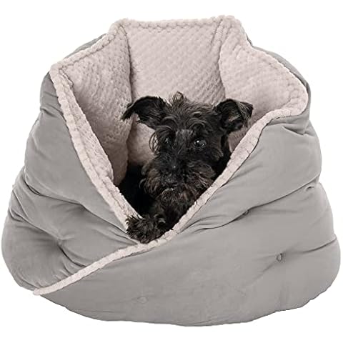 Furhaven 24" Round Pet Bed for Indoor Cats & Medium/Small Dogs, 100% Washable, For Pets Up to 35 lbs - Minky Plush & Velvet Hug Bed - Silver Gray, 24-inch Cover