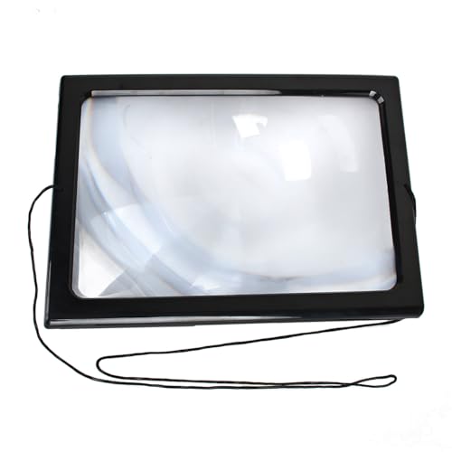 Respicefinem Lupa lateral grande con 3 aumentos e iluminación LED, manos libres, diseño libre con patas plegables, ideal para leer mapas, periódicos, reparar electrónica