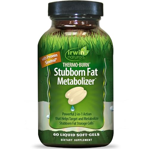 Irwin Naturals Thermo-Burn Stubborn Fat Metabolizer - 60 Liquid Soft-Gels - Combines Green Tea Extract (EGCG), MCT Oil & Caffeine - 20 Servings