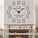 Mintime Large Wall Clock 3D Clock Hands with Clock Mechanism & Wall Sticker Wall Decorations for Livingroom House Office