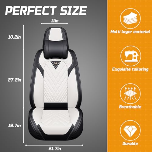 Image of Fit for Toyota RAV4 Seat Covers Full Set 2008-2026 | Nappa Leather Seat Covers for RAV4 Full Set, Airbag Compatible, Full Coverage Seat Protectors, Easy Install(Black /White)