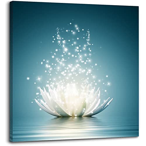 Misolaxi Lotus Flower Wall Art White Flowers Floral Canvas Picture For Hallway Bathroom Decorations Bedroom Artwork Painting 20X20 Inch #TOP2