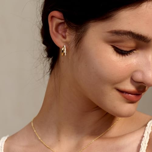 Dainty Small Hoop Earrings for Women -Trendy 14K Gold/Silver Plated Hypoallergenic Lightweight Huggie Earring Double Hoops Earrings for Women Fashion4
