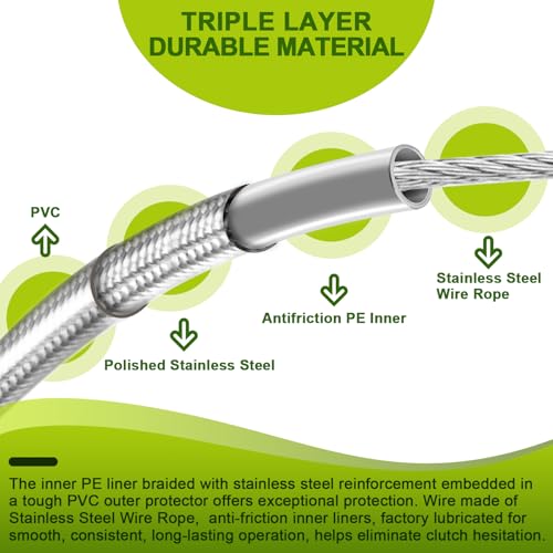 Image of Mofun Stainless Steel Braided Clutch Cable 74 11 /16 inch Extended Length Compatible with Harley Softail Fat Boy Slim 2007-2017, Fit Dyna Fat Bob Street Bob Touring Chrome