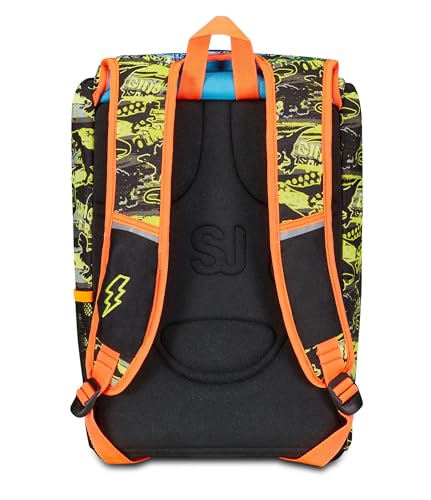 Sj Gang Zaino Scuola Estensibile, Nero Arancione, Rexme, Zaino Doppio Scomparto Estensibile Tramite Zip Laterali, Tasca Porta Borraccia, Scuole Elementari E Medie, Bambino Ragazzo - 6