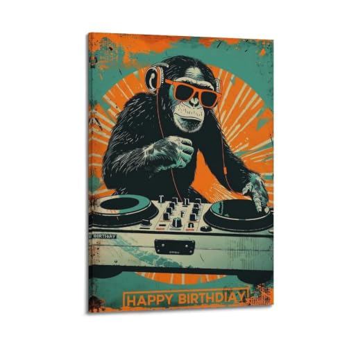 Toile DJ Chimp Happy Birthday 02 poster vintage 60 x 90 cm