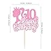 Ercadio 1 Pack Princess Happy 10th Birthday Cake Toppers Glitter Princess Happy 10th Birthday Cake Picks Hot Pink Girl Cake Toppers for Girl Theme Anniversary Baby Shower Party Cake Decor Supplies