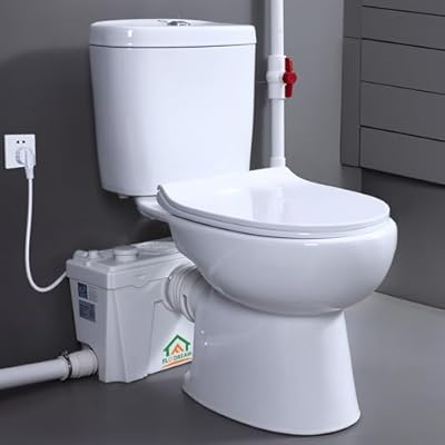 Compact Macerating Toilet With Macerator Pump for Basement Upflush System, Included Dual-flush Water Tank, 16.5" Toilet Bowl, Toilet Seat, Household Residential Two-Piece Toilet