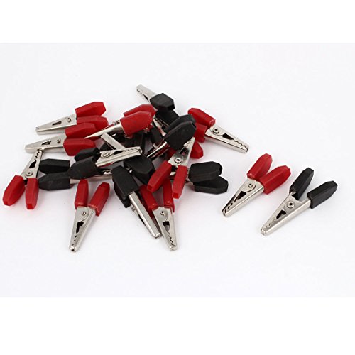 uxcell 20 Pcs Black Red Insulated Testing Work 7cm Crocodile Alligator Clips Clamps for Charge Cable