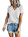 Sunborui Women's Summer Short Sleeve V Neck T Shirts Pocket Solid Loose Casual Tee Tops (White, X-Large)