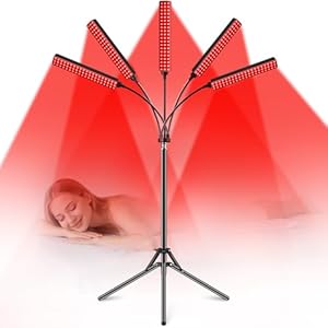 Red Light Therapy for Face Body Red Light Infrared Light Therapy Lamp with Stand LED 660nm 850nm 5 Heads Infrared Light Device for Body Face Skin Muscle