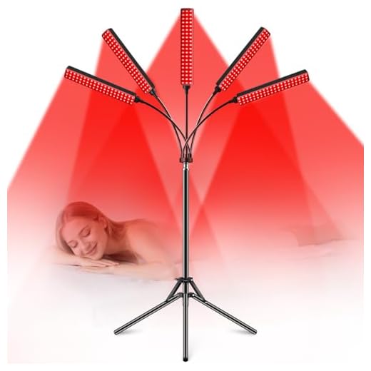 Red Light Therapy for Face Body Red Light Infrared Light Therapy Lamp with Stand LED 660nm 850nm 5 Heads Infrared Light Device for Body Face Skin Muscle