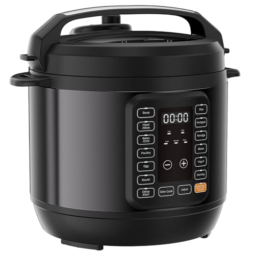 Sweetcrispy 16-in-1 Electric Pressure Cooker 6QT, 12-Preset Multi Cookers with Ceramic Pot, Slow Cook Rice Steamer Sauté Soup Yogurt Maker and More, Recipe Book
