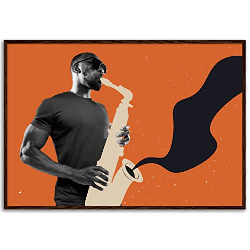 Impression encadrée non assemblée de musicien trompette grand format 70 x 100 cm