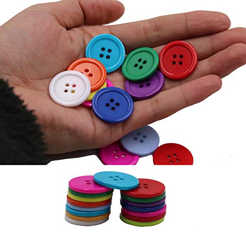 Mahaohao 1 Inch Buttons Sewing Flatback Resin Button 12 Mixed Colors Pack Of 100 #TOP2
