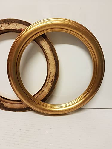 Cadre Rond en Bois Or Feuille pour Cadres, Photo, Imprimés, Affiche Ecc. Italiane Taille Interne 20x20 CM