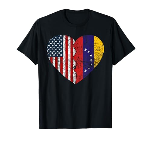 Corazón Banderas Venezolanas Americanas | Estados Unidos Venezuela Camiseta