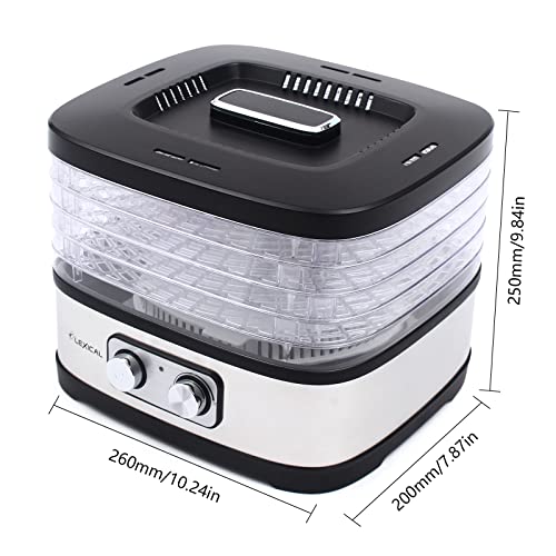 Dörrautomat mit Temperaturregler Edelstahl Dörrgerät für Lebensmittel Fleisch Früchte Gemüse mit herausnehmbar 5 transparente Tabletts Food Dehydrator, 5 Etagen/240W – Bild 6