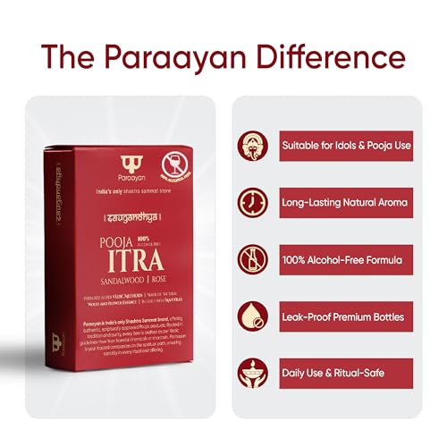 Image of Itra for Pooja Chandan & Gulab Attar 10 ML x 2 | 0% Alcohol Natural Fragrance | Long Lasting Pooja Attar for Worship & Daily Use