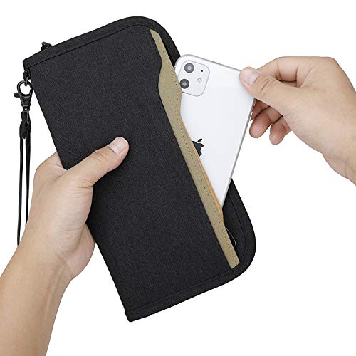 Image of ZOPPEN Passport Holder Family RFID Passport Wallet, Passport Holder Women /Men, Travel Wallet Documents Organizer Zipper Case with Removable Wristlet Strap, Travel Essentials for Flying, #01 Black, One