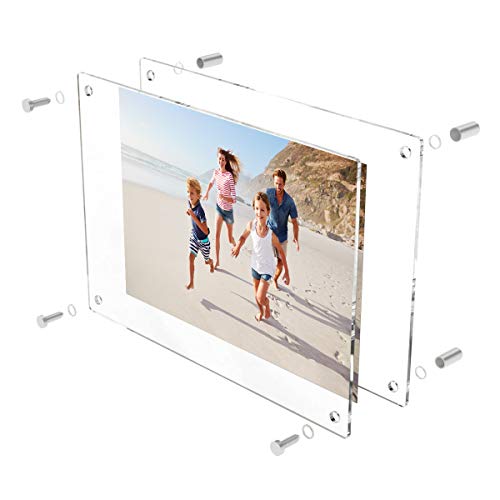 AITEE Acryl-Bilderrahmen, schwebend, 21,6 x 28,9 cm, transparente Fotorahmen, für Büro/Zuhause/Wohnzimmer – Bild 4