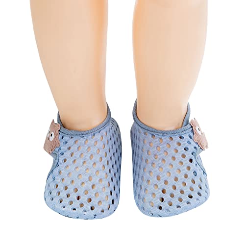 Kids Canvas Shoes Animal Kids Boys Socks Barefoot Aqua Shoes Socks Non Slip Girls Floor (Light Blue, 6-12 Months)4