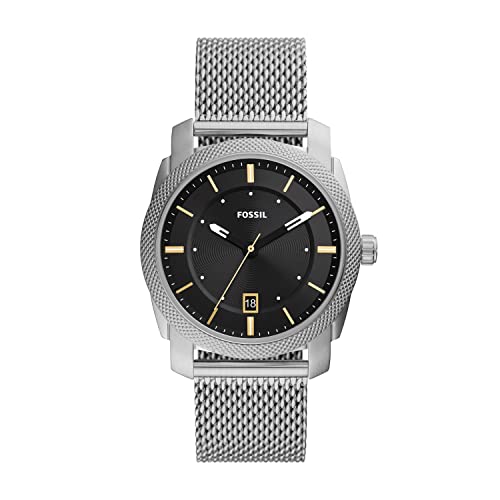 Fossil Men's Machine Quartz Stainless Steel Mesh Three-Hand Watch, Color: Silver (Model: Fs5883) #TOP17