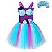 FONLAM Abito Costume da Sirena per Bambina Ragazza Bebè Tutu Tulle Vestito da Principessa Festa Fiori Compleanno Carnevale (1-2 Anni, Viola E Blu)