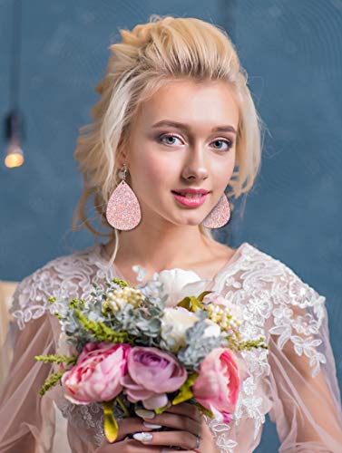 Valentine's Day Leather Earrings For Women Lightweight Faux Leather Teardrop Dangle Earrings Heart-Shaped Print Drop Earrings Set Valentine Day Gift For Her Wife Mom Girlfriend (2) #TOP3