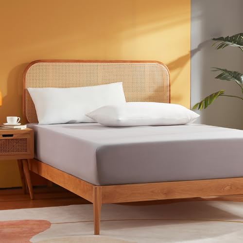 Sonive spannbettlaken 180x200cm, Weiches Spannbetttuch für Bettbezug bis 30 cm, Gebürstete Polyester-Mikrofaser, Hellgrau