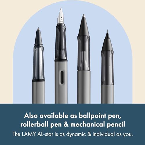 Image of LAMY AL-star graphite - Fountain Pen with ergonomic grip & polished steel nib in size F - lightweight aluminum body - including LAMY T 10 blue cartridge - Right-Handed