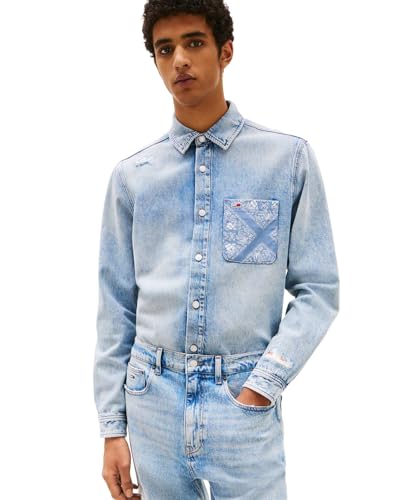 (トミーヒルフィガー) レギュラーデニムシャツ DM21362 LARGE インディゴ1AB