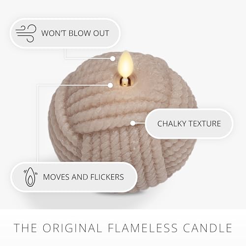 Image of Luminara - Flameless Holiday Crystal Beads Glitter Sphere Candle - Timeless Taupe Rope Ball - Pack of 1-4x4.25 - Auto Timer Built-in 5-Hour Timer