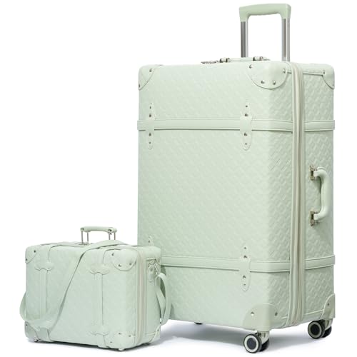 Valises vintage NZBZ rigides mignonnes avec roulettes pivotantes et cadenas TSA