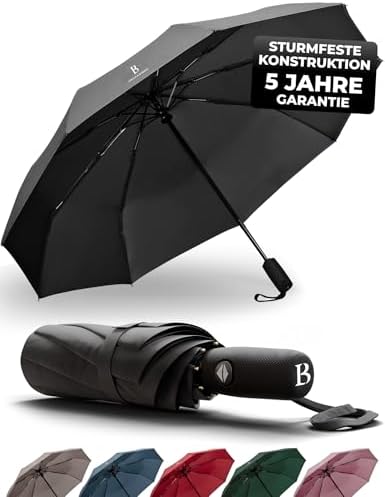 LOGAN & BARNES Regenschirm sturmfest bis 140 km/h - Taschenschirm mit zertifizierter Teflon-Beschichtung gegen Feuchtigkeitsschäden Modell Boston