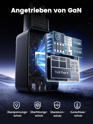 UGREEN Nexode 65W USB C Ladegerät, 3-Port, GaN Netzteil, PPS Charger 60W – Ansicht 6