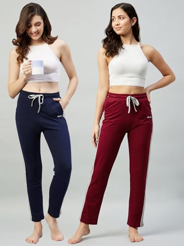 Image of BLINKIN Women Cotton Stribed Casual Style Pyjamas|Lowers With 2 Side Pockets : Ideal For Night Wear & Comfort Wear - The Ultimate Relaxed Fit Track Pants (Combo-608)