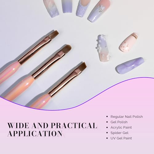 MelodySusie 3Pcs Nail Art Clean Up Brushes,Flat/Oval/Angled Gel Nail Brushes,For Nail Art Design Painting DIY and Cleaning Polish Mistake on the Cuticles Or Gel Application