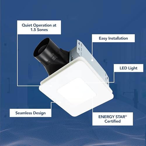 Image of Broan-NuTone Bathroom Exhaust Fan with LED light - Easy Retrofit Without Attic Access, Quiet 1.5 Sones, Effective Ventilation at 80 CFM ENERGY STAR Certified Moisture and Odor Control