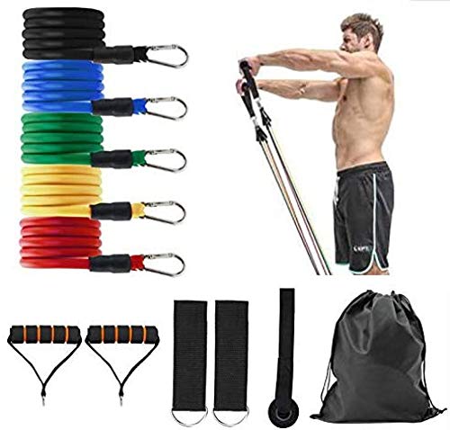 Preisvergleich Produktbild Widerstand - Bänder Set Übungsbänder mit Griffen Tür -Anker und Ankle Straps Training Bands für Frauen Männer Heim Workouts