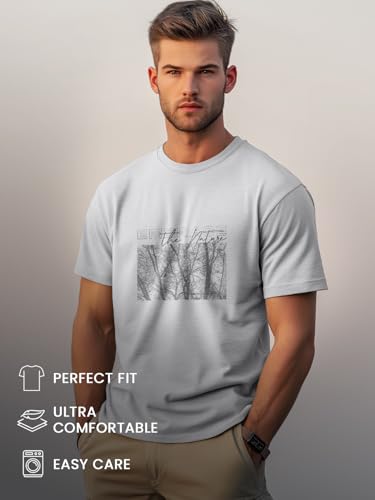 Image of Nobero 100% Cotton T Shirts for Men Stylish | Regular Fit | Graphic Printed T Shirts for Men 180 GSM Combed Cotton | Round Neck Half Sleeve
