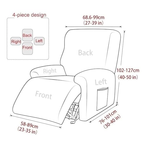 WWQQKJ 4-Pezzi Copripoltrona Relax Reclinabile Universale, Moderna Fodere Copripoltrona Reclinabile 1 Posto Elasticizzato Lavabile Rimovibile,Copertura per Poltrona Reclinabile(A) - 6