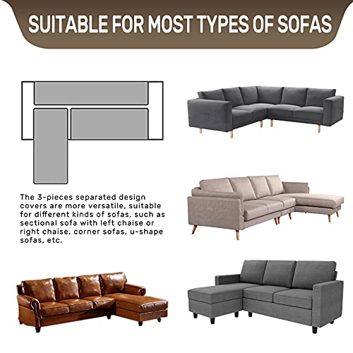 Hdcaxkj Sectional Couch Covers For Dogs 3-Pieces Water Resistant L Shape Sofa Cover Set Pet Friendly Sectional Slipcovers Living Room Non Slip L-Shaped Furniture Protector Washable (Coffee, Large) #TOP5