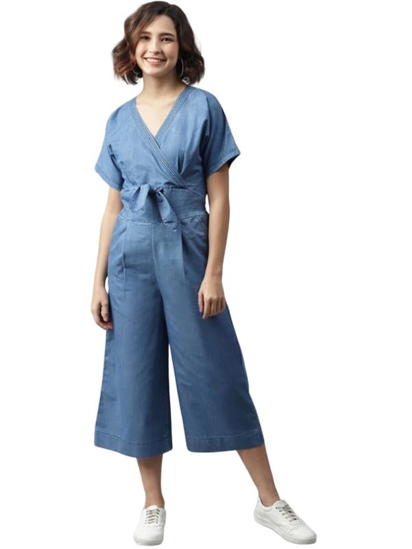 Tomar CreationWomen's Denim Solid Half Sleeve Jumpsuit (Blue, XL)-PID61798-picture-22