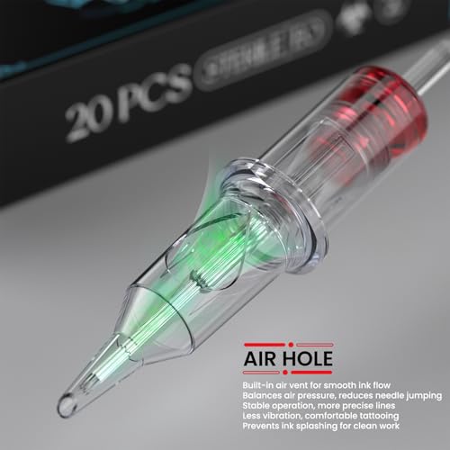Image of Wormhole Tattoo Cartridge Needles 20PCS Disposable # 10 Round Liner Tattoo Needle Cartridges Compatible with Standard Rotary Tattoo Machine for Ultra-Fine Line and Tattoo Detailing (1007RL)
