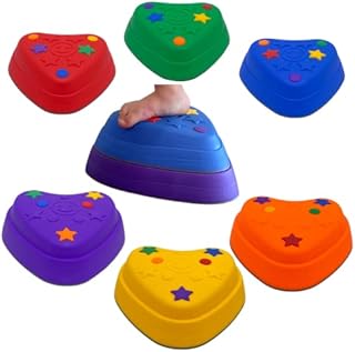 Stepping Stones for Kids Balance Set of 6 Stackable River Stones for Kids Toddler Balance Beam Balance Toys for Kids - Obstacle course for kids - Balance Beam for kids 3-5 Balance Pods