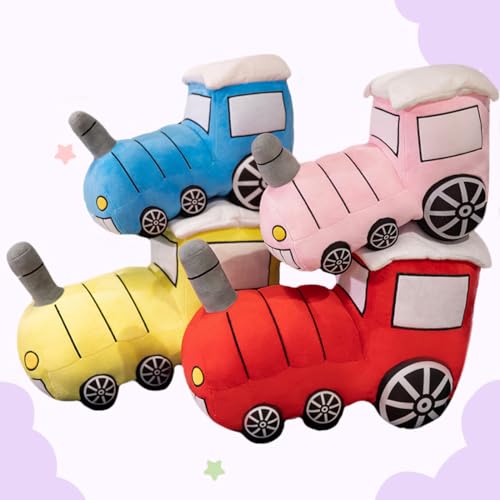 Image of ELAINREN Simulation Red Train Stuffed Pillow Cuddly Plush Locomotive Pillow Soft Plushie Choo-Choo Excellent Gifts /13.7Inch