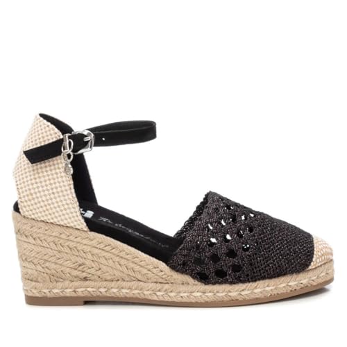 XTI 142333, Sandalias con cuña Tipo Alpargatas Mujer, Negro, 40 EU