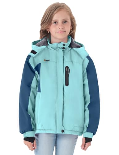 Image of GEMYSE Girl's Waterproof Ski Snow Jacket Hooded Fleece Lined Windproof Winter Jacket